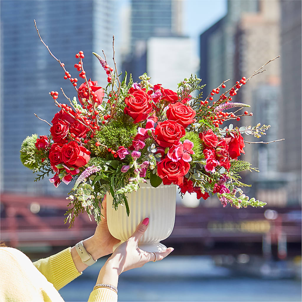 Big Red Bow Bouquet – Flowers In The 419, Toledo OH
