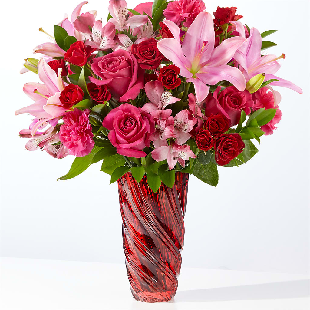 In Love Bouquet with Luxe Swirl Vase – Flowers In The 419, Toledo OH