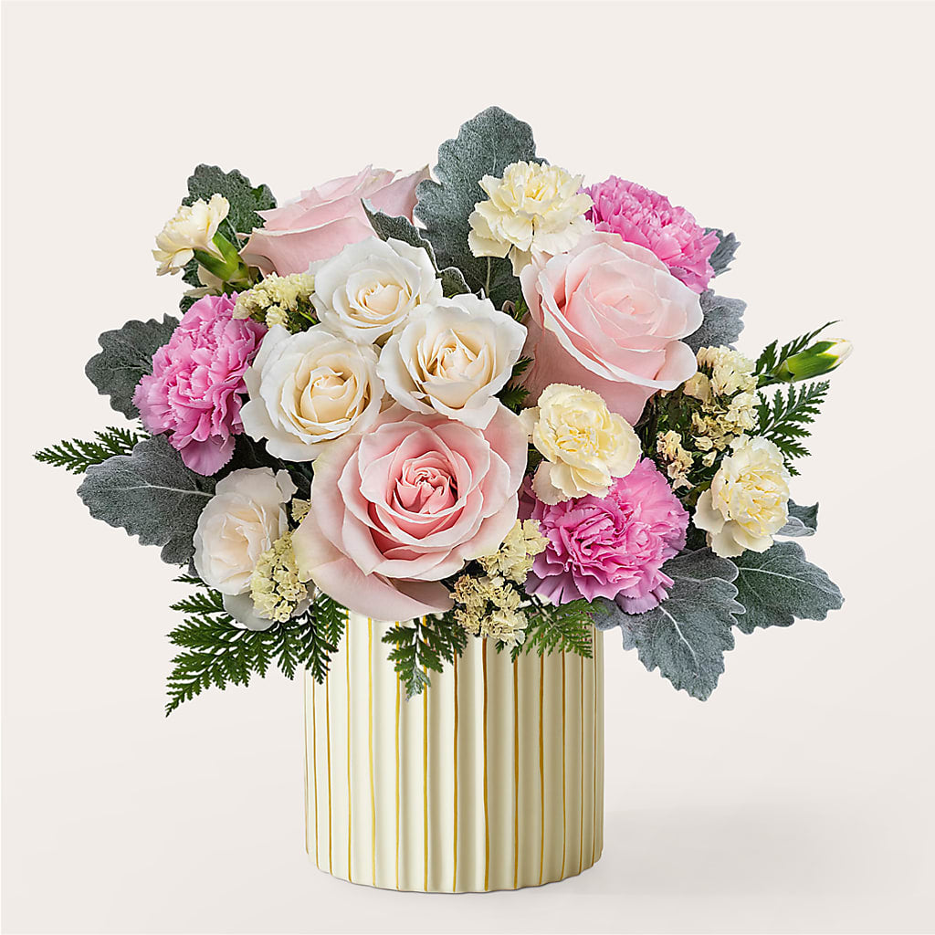 Blissful Moments Bouquet with Ivory Vase – Flowers In The 419, Toledo OH