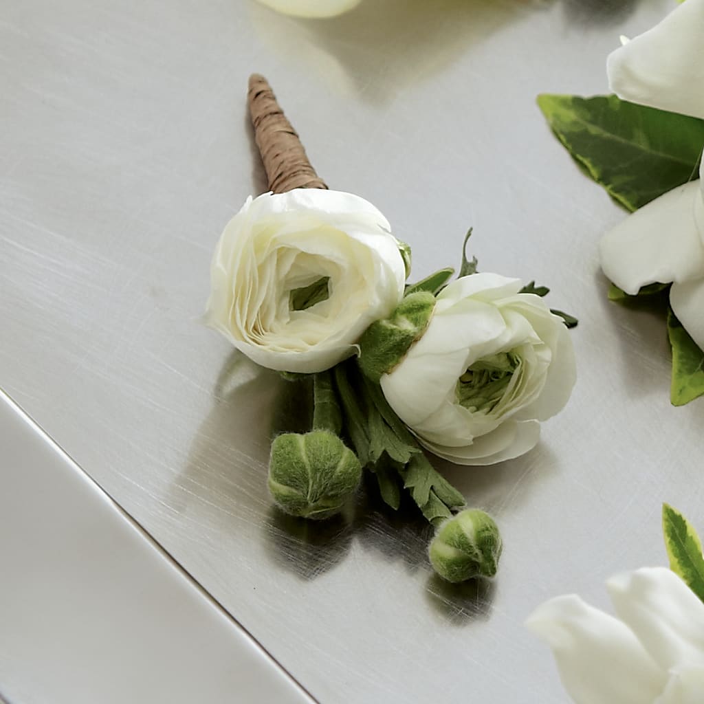 White Ranunculus Boutonniere – Flowers In The 419, Toledo OH