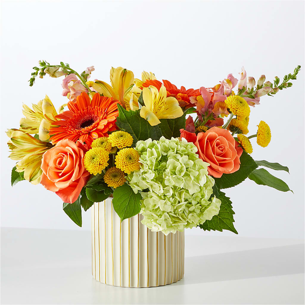 Autumn Sunshine Bouquet with Ivory Vase –  Flowers In The 419, Toledo OH
