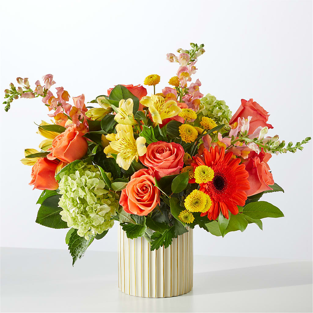 Autumn Sunshine Bouquet with Ivory Vase –  Flowers In The 419, Toledo OH