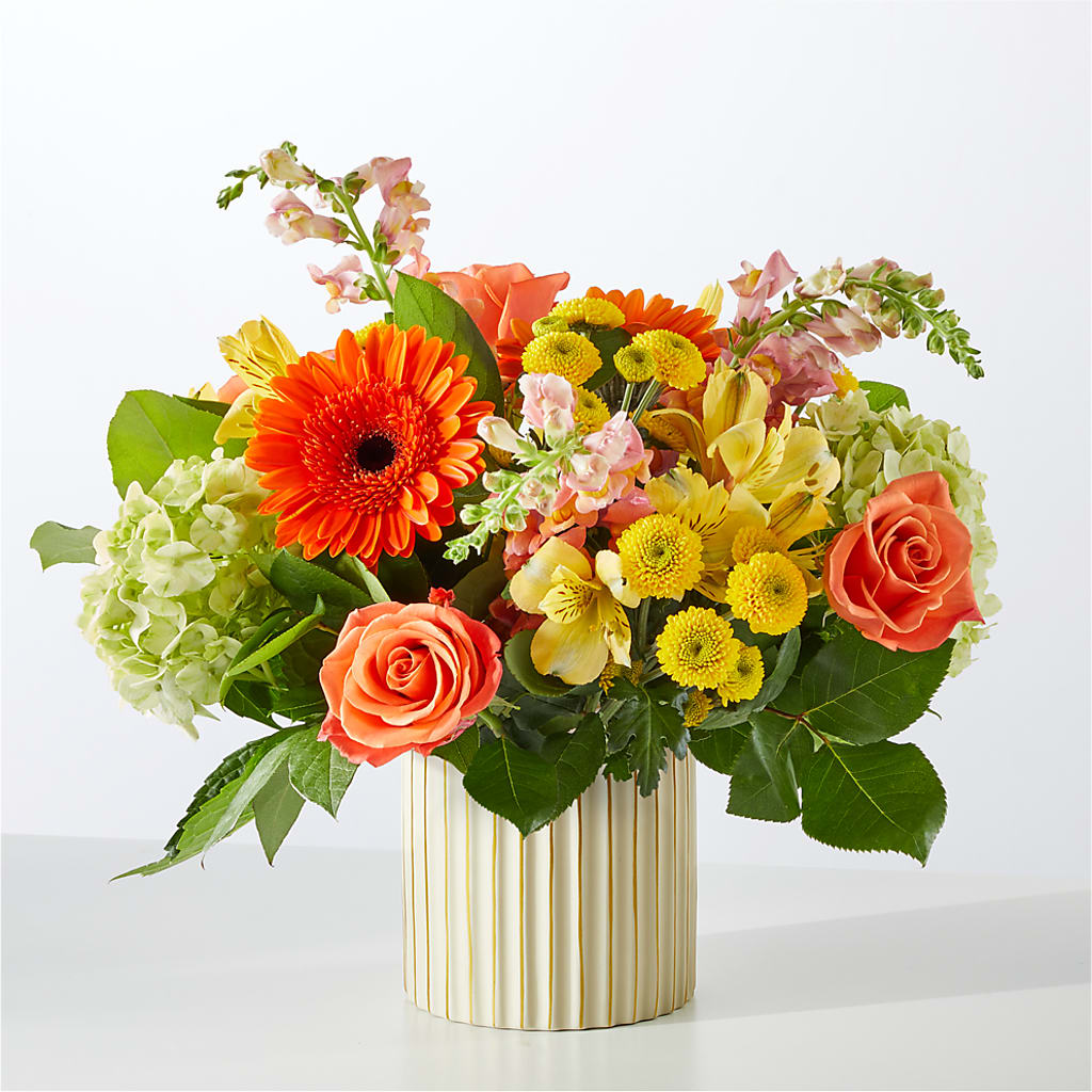 Autumn Sunshine Bouquet with Ivory Vase –  Flowers In The 419, Toledo OH