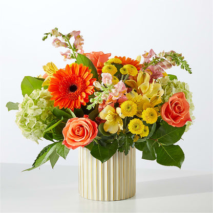 Autumn Sunshine Bouquet with Ivory Vase –  Flowers In The 419, Toledo OH